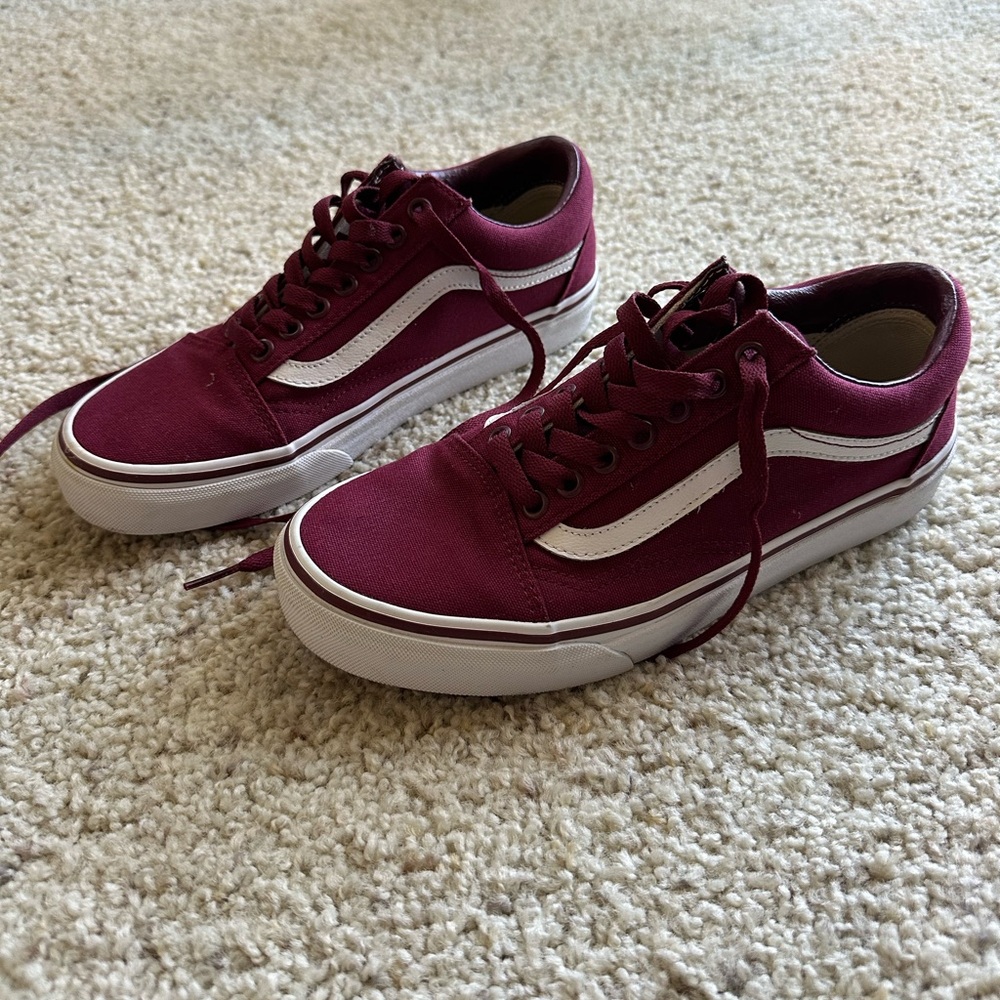 Vans Burgundy and White Sneakers